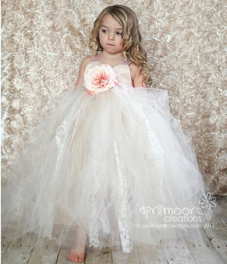 Champagne Tulle Flower Girl Dress - Size 1T To 5T Tulle And Lace ...