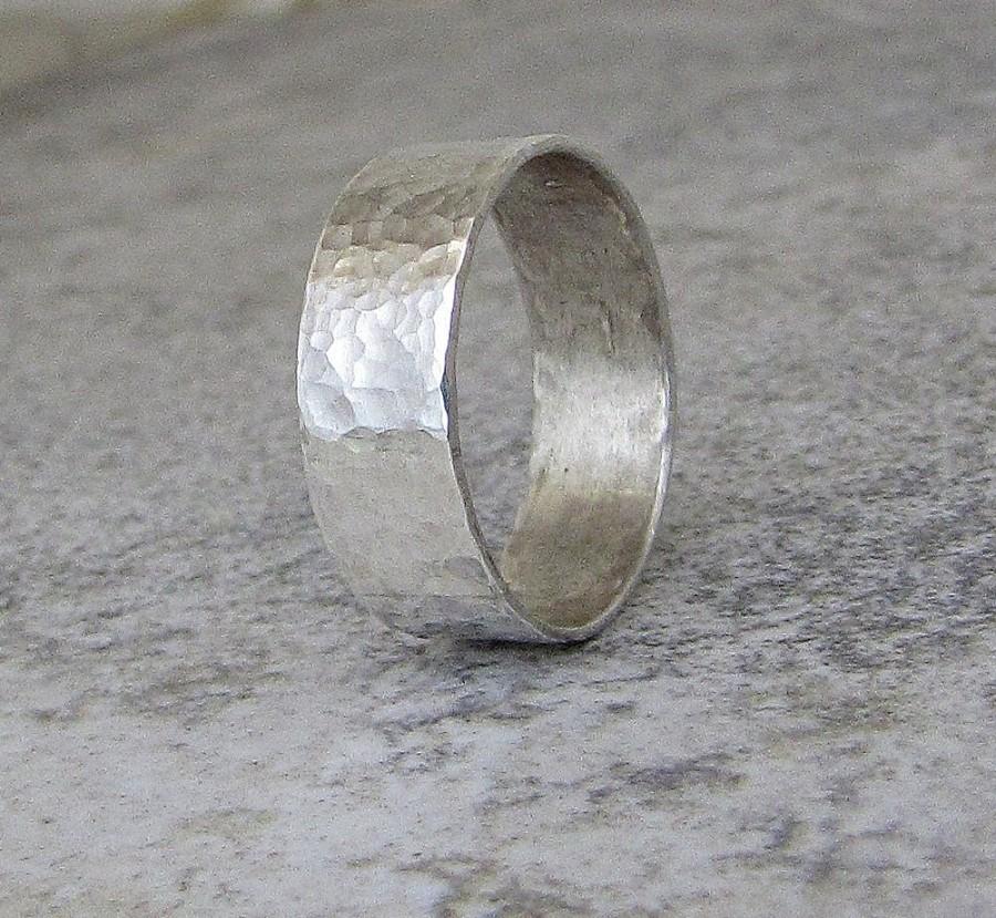 Rustic Mens Wedding Band Hammered Silver Ring Mens Wedding Ring Wedding ...
