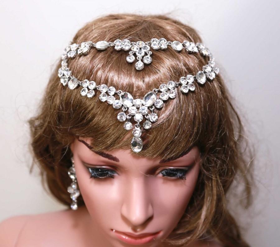 Crystal Headpiece,Dangle Bridal Hair Chain,Vintage Forehead Hairpiece ...