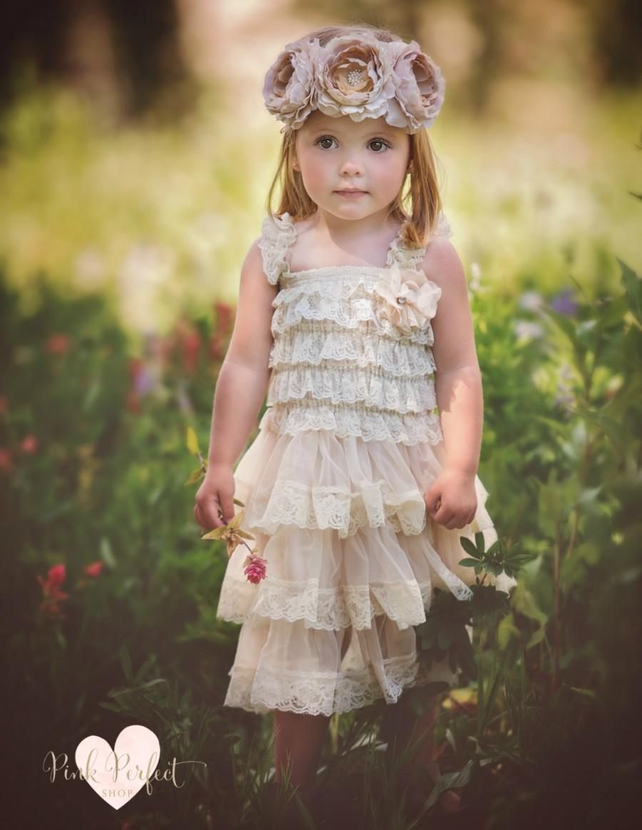 Flower Girl Dress, Country Flower Girl Dress, Rustic Flower Girl Dress ...