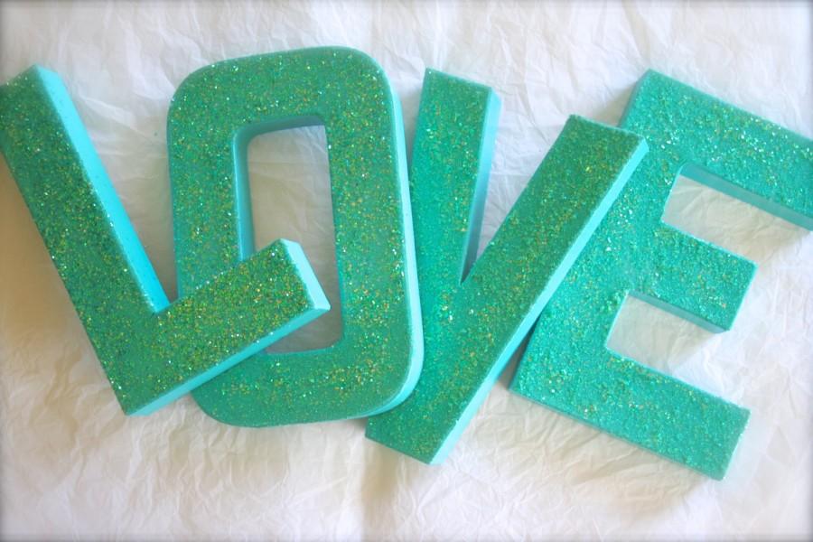 Aqua Blue Glittered Letters Or Numbers Wedding Bridal Shower Aqua Blue Glittered Letters Or Numbers Wedding Bridal Shower Home Decor Any Colors