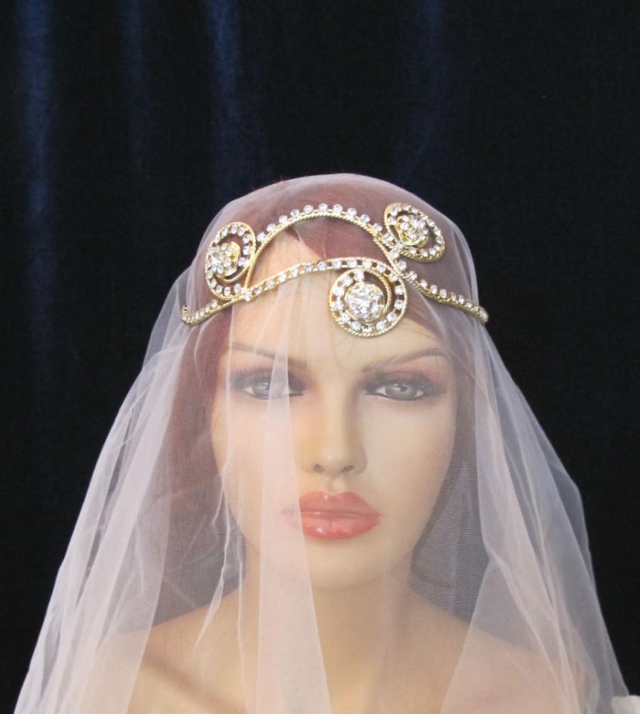 Golden Rhinestone Beaded Bridal Head Band Greek Inspired Wedding ...