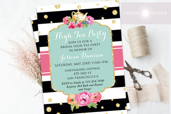 High Tea Invitation, Bridal High Tea, Bridal Brunch Invite, Printable ...