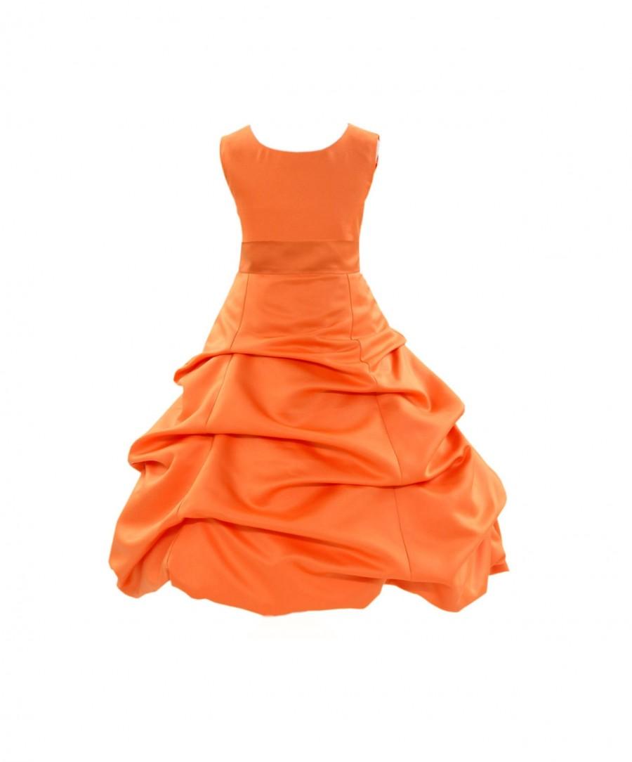 Orange Flower Girl Dress Tie Sash Pageant Wedding Bridal Recital ...