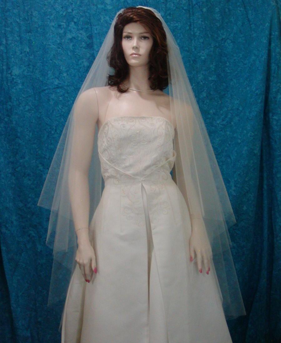 2 Tier Walking Length Bridal Veil Super Sheer And Flowing With Raw Cut ...