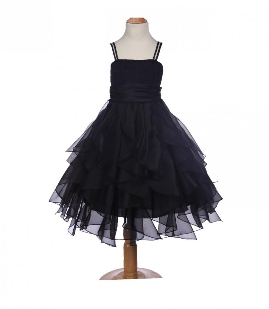 Elegant Stunning Black Organza Flower Girl Dress Princess Pageant ...