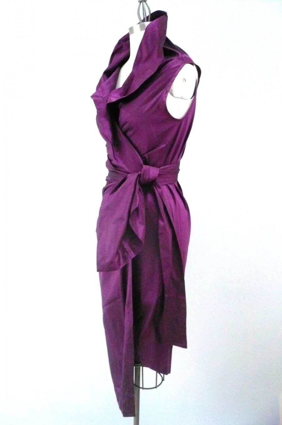 Maria Severyna Royal Magenta Dupioni Wrap Dress #2495317 - Weddbook