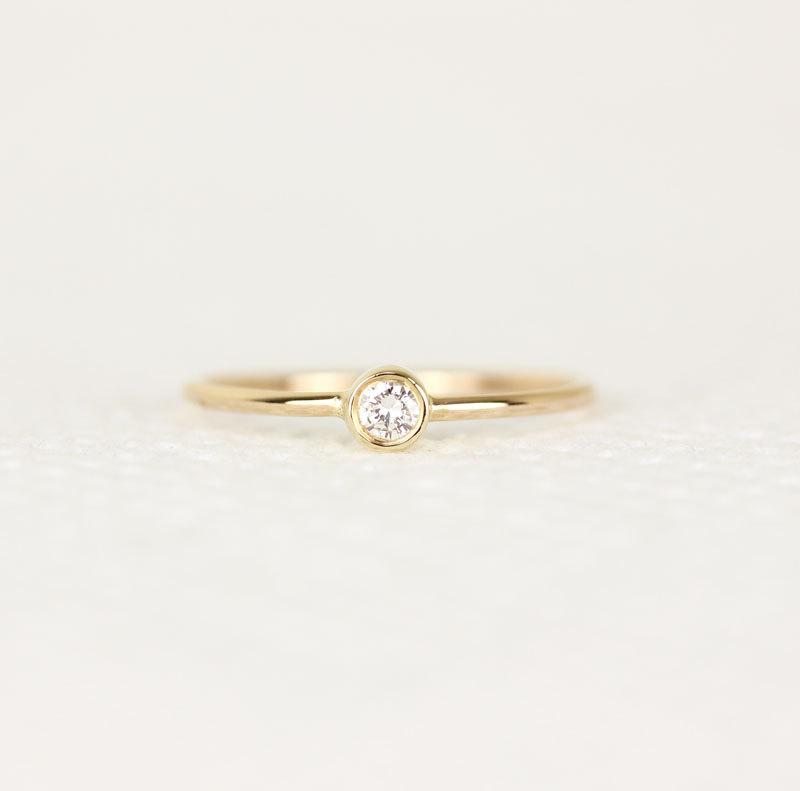 Round Diamond Engagement Ring In 14k Solid Gold,Simple Engagement Ring ...