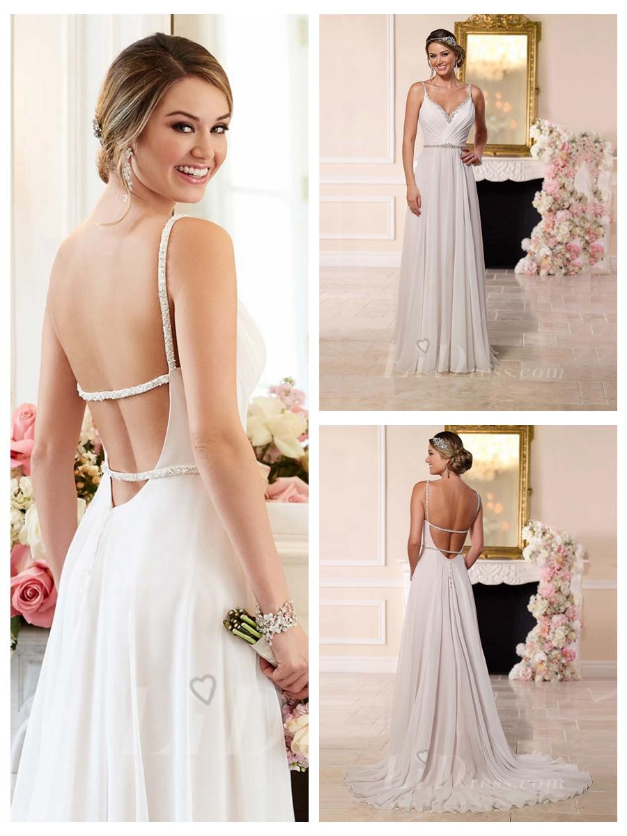 Beaded Straps And Sweetheart Neckline Low Open Back Wedding Dress ...
