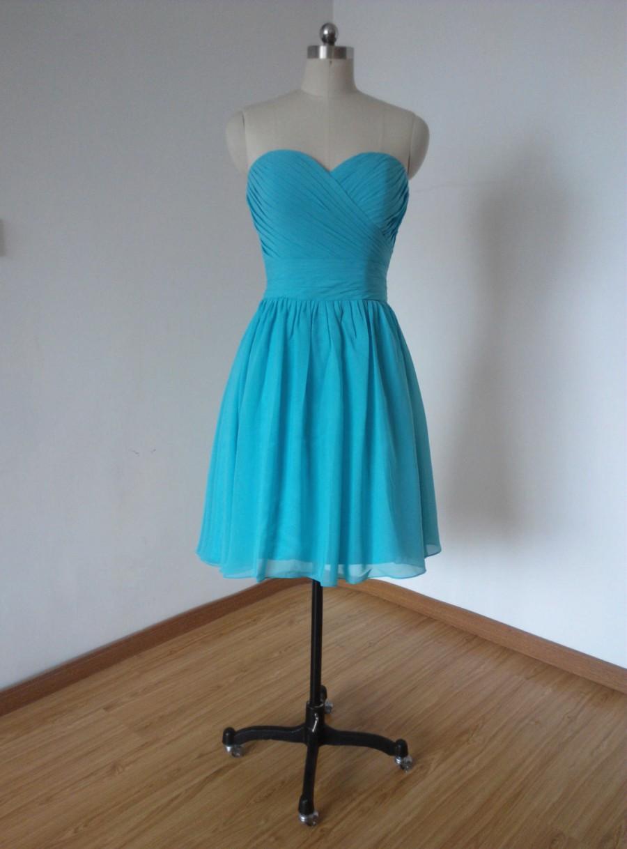 Sweetheart Turquoise Blue Chiffon Short Bridesmaid Dress #2503538 ...