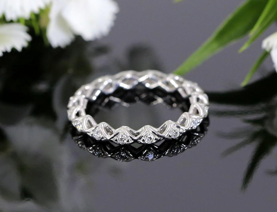 Unique White Gold Diamond Eternity Wedding Band Stackable Unique White Gold Diamond Eternity Wedding Band Stackable Available In Rose Yellow Platinum And With Other Gems