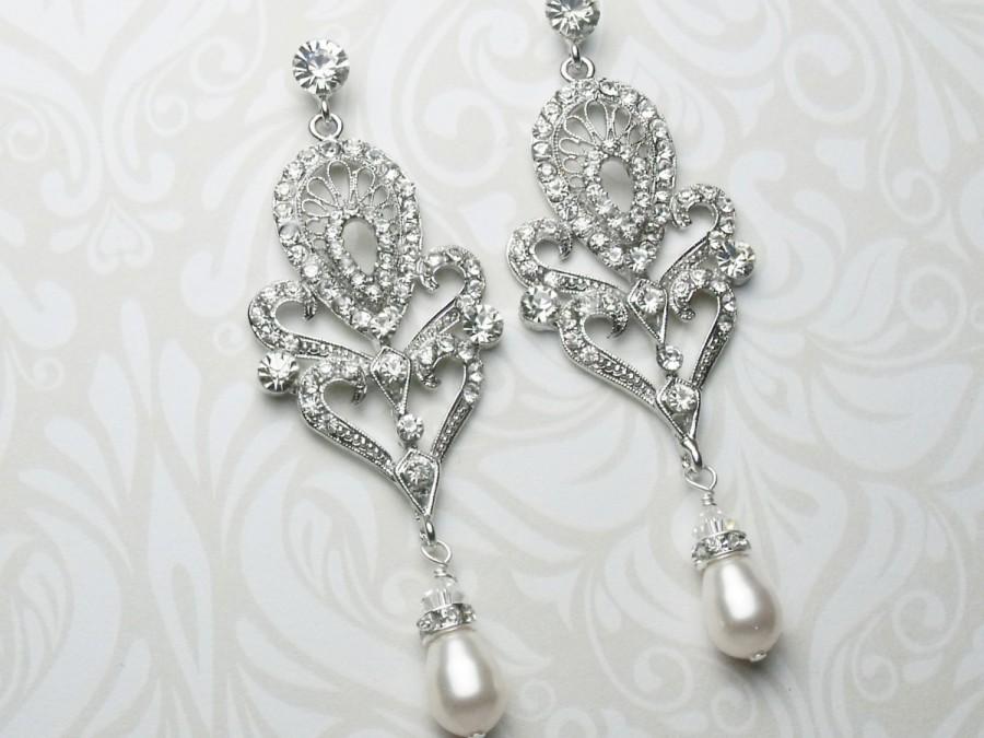 Art Deco Style Chandelier Earrings, Art Deco Pearl Drop Earrings ...