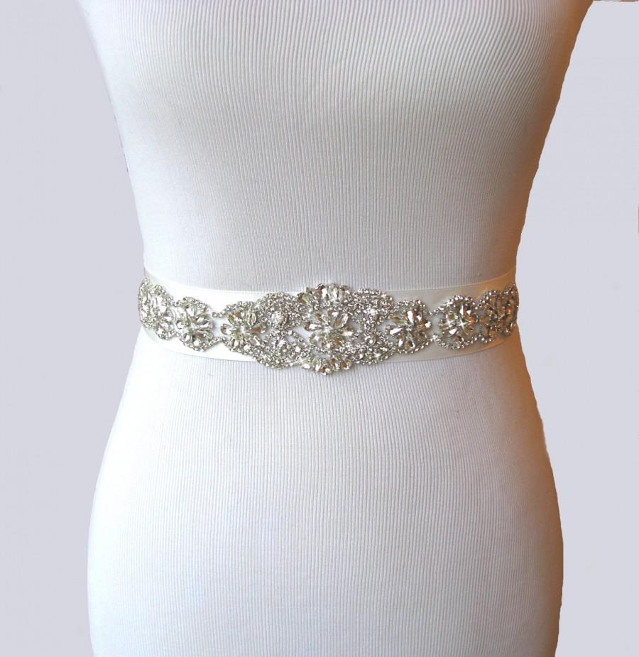 Wedding Sash, Crystal Rhinestone Bridal Belt, Satin Ribbon Dress Sash ...