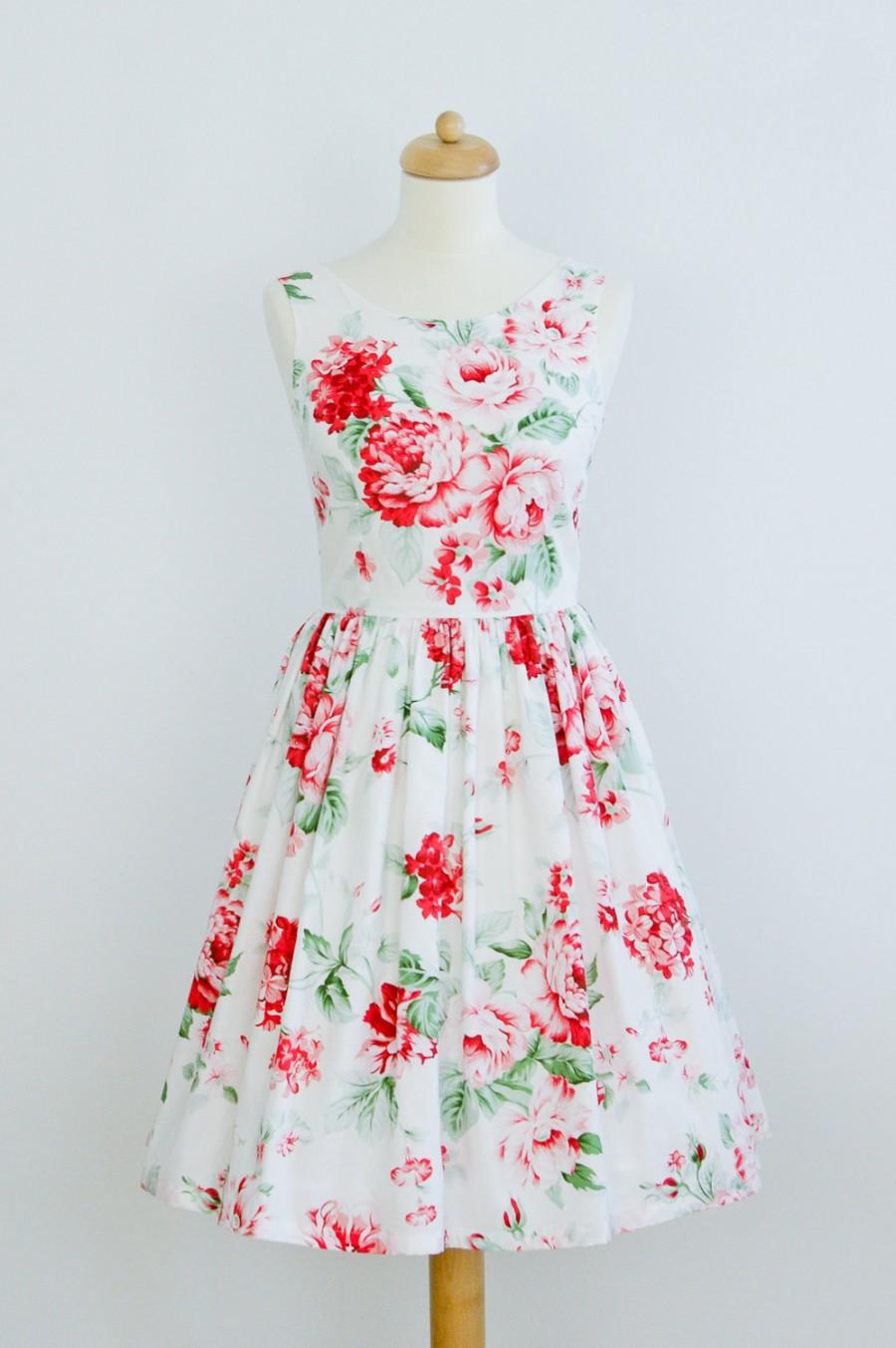 Custom Made Bridesmaid Dress, Cotton Dress, Floral Dress, Vintage ...