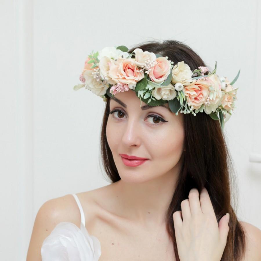 Bridal Floral Crown Flower Headband Bridal Headband Rose Flower Crown ...