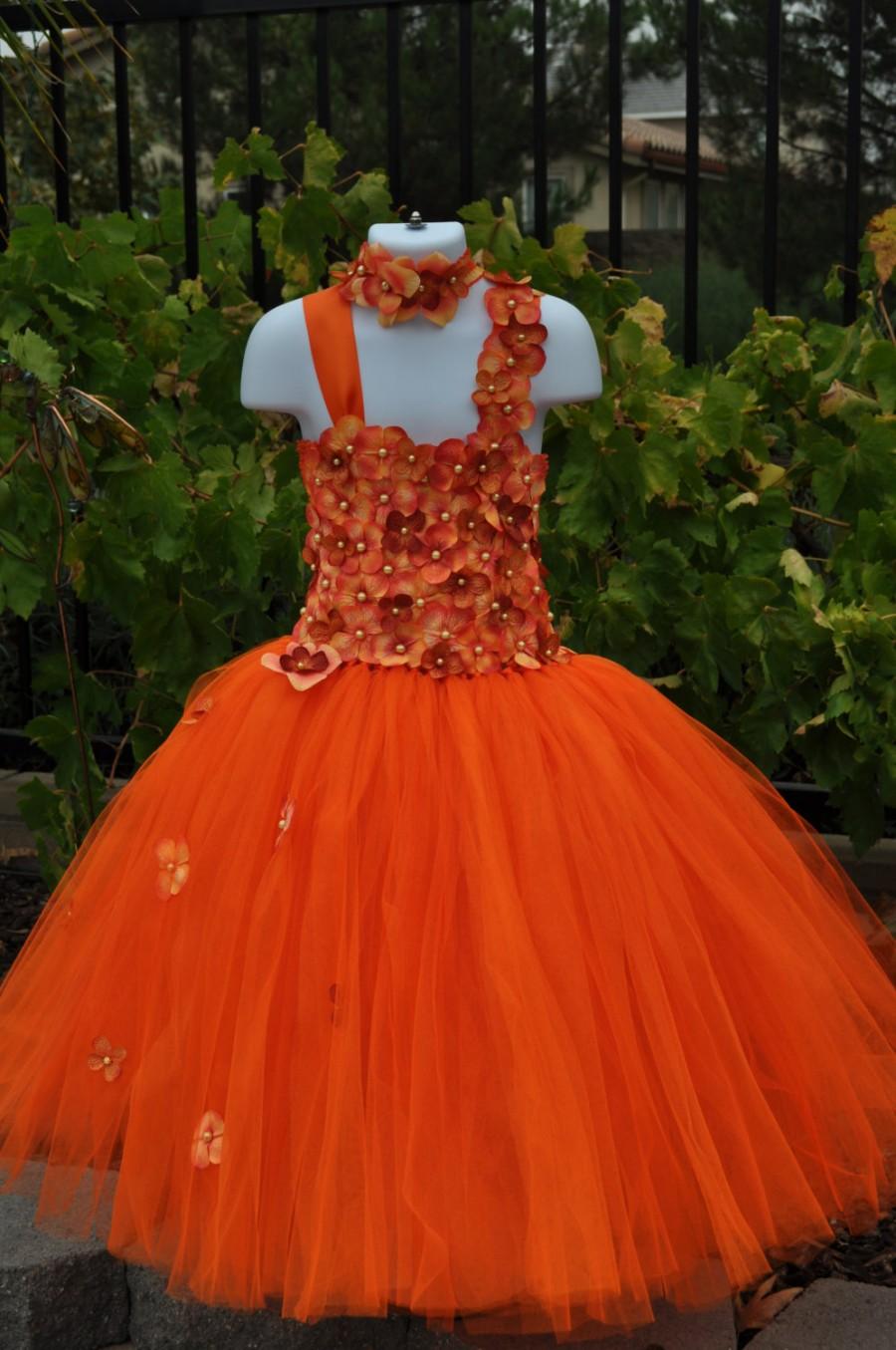 Orange Dress, Special Occasion Dress, Orange Flower Girl Dress, Fall ...