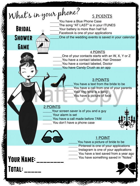 Wedding Shower Game-Breakfast At Tiffany's-Printable Game #2550630 ...