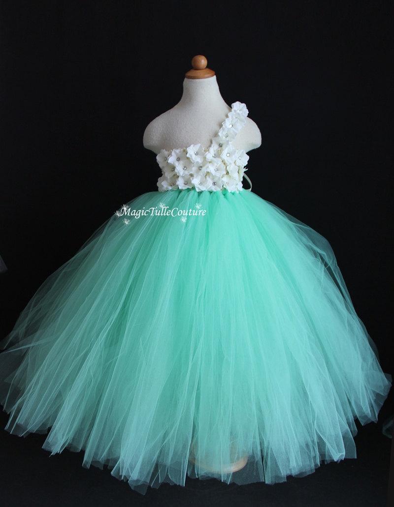 Mint Green Aqua Flower Girl Tutu Dress Wedding Dress Tulle Dress ...