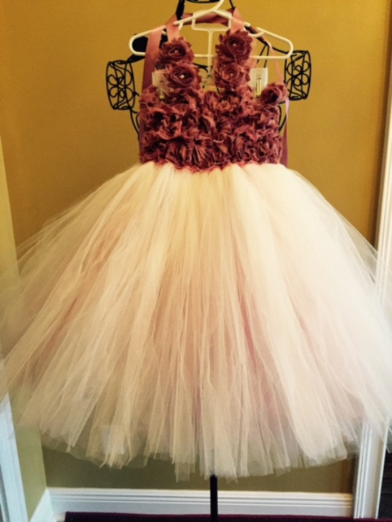Handmade Custom Tulle Flower Girl Dress, Fully Lined Bodice, Dusty Rose ...