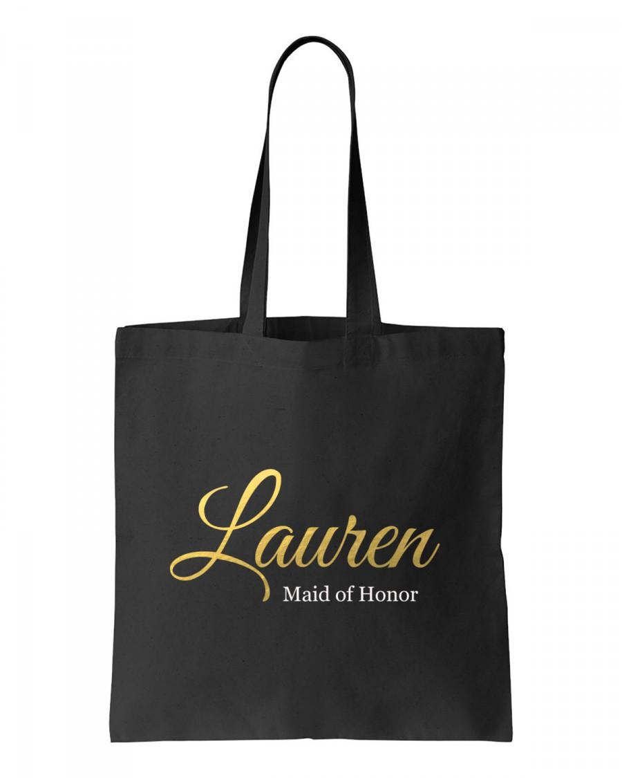Bridal Party Tote, Gold Foil Maid Of Honor Tote, Personalized ...