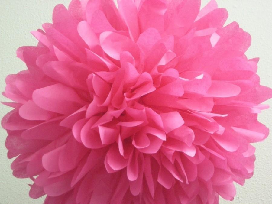 HOT PINK / 1 Tissue Paper Pompom / Birthday Hot Pink Decorations ...
