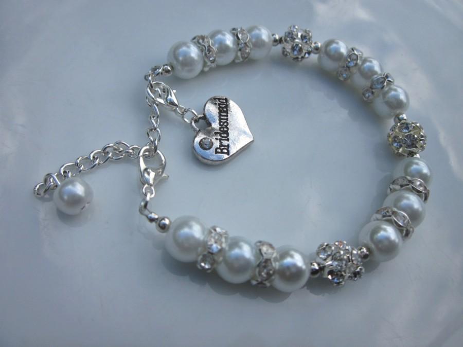 Pearl Bracelet, Bridesmaid Gift, Bridesmaid Bracelet, Pearl And ...