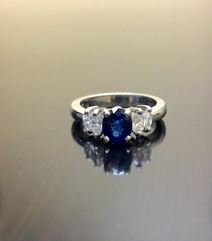 Art Deco Platinum Ceylon Blue Sapphire Diamond Engagement Ring ...