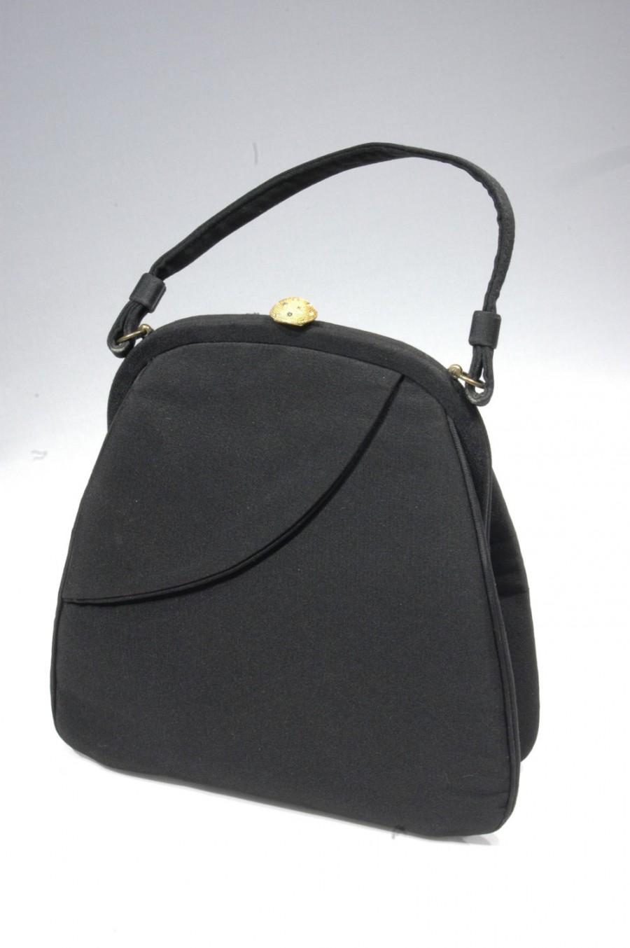 Black Evening Handbag Vintage Silk Faille Day To Evening Bag Black ...