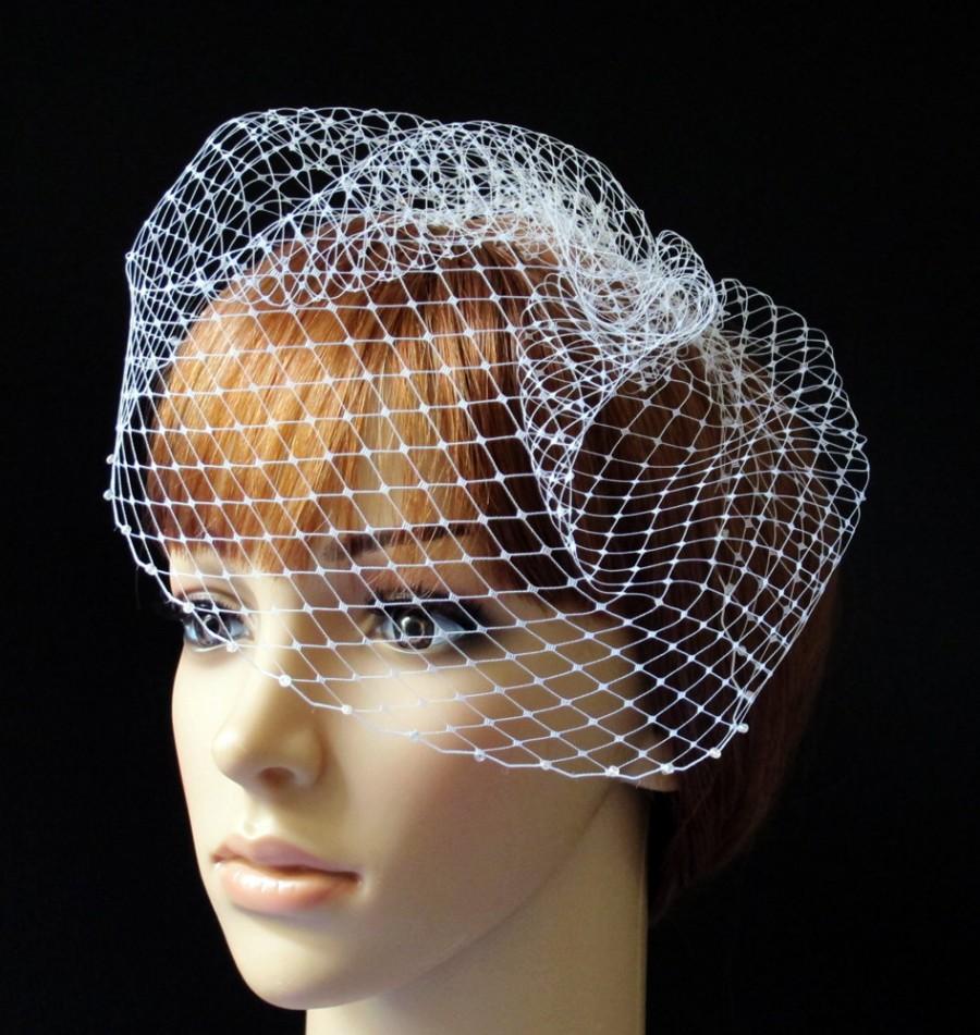 Birdcage Veil Pouf Style Bridal Cap With Beaded Edge White Ivory ...