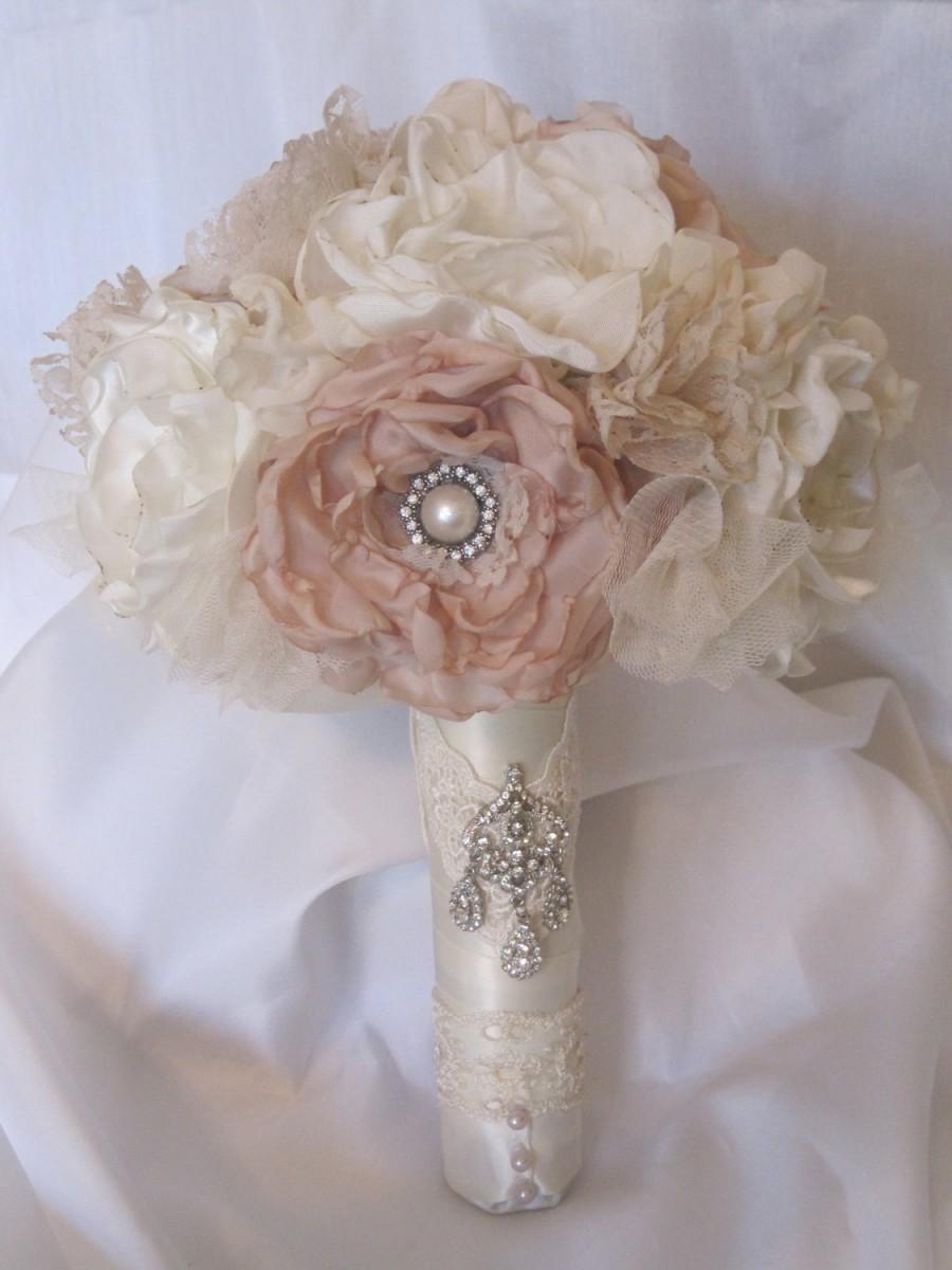 Wedding Bouquet Vintage Inspired Fabric Brooch Bouquet In Ivory And ...