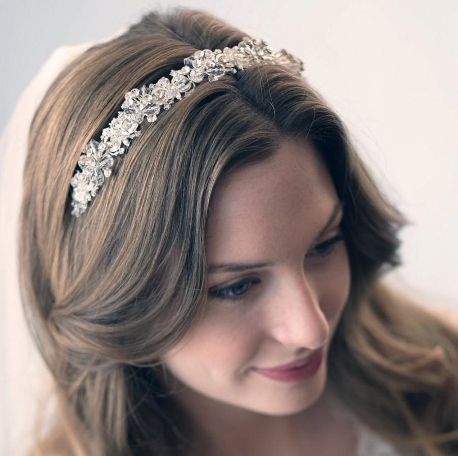 Swarovski Crystal Bridal Headband, Silver Rhinestone Bridal Headband ...