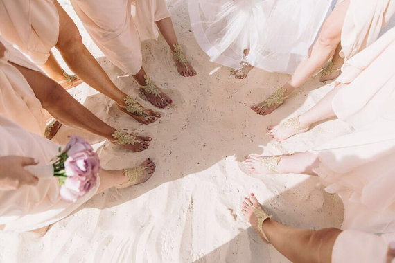 7 Color Bridal Barefoot Sandals Beach Wedding Barefoot Sandal Footwear ...