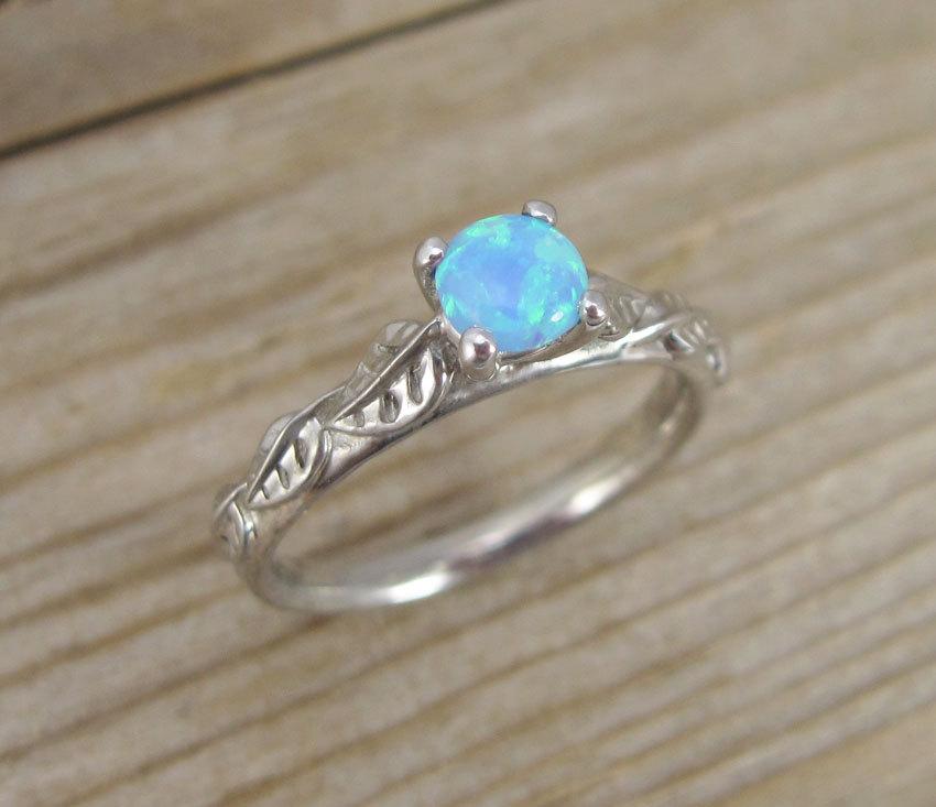 Opal Engagement Ring, Engagement Ring, Antique Engagement Ring, Leaf ...
