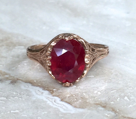15% Off Code,Gifts For Her,14K 3 Ct Red Ruby,Ruby Ring,Engagement Ring ...