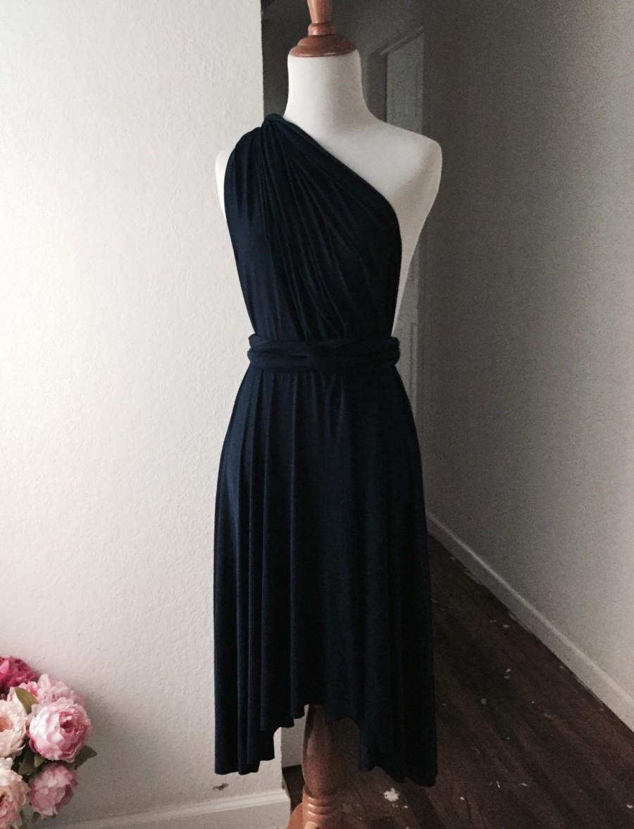 Black Bridesmaid Dress , Infinity Dress,Knee Length Wrap Convertible ...