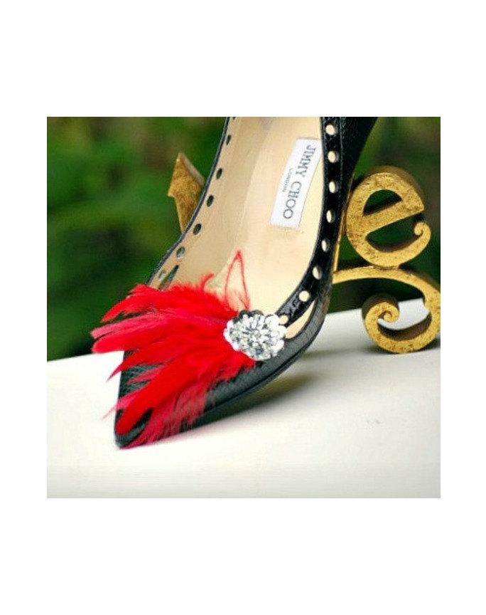 Shoe Clips Red. Ivory White Purple Blue Purple Feathers & Metallic ...