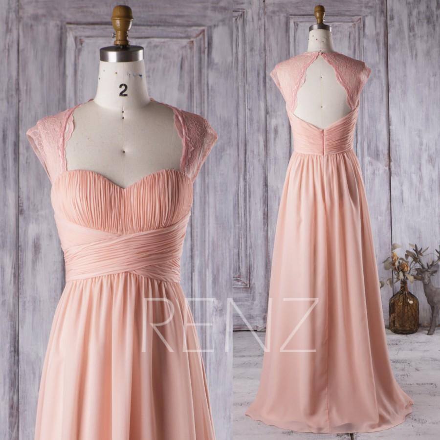 2016 Peach Chiffon Bridesmaid Dress, Ruched Sweetheart Wedding Dress ...
