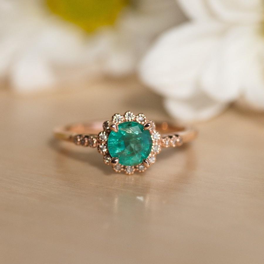 Emerald Ring, Rose Gold, Engagement Ring, Promise Ring, Unique ...