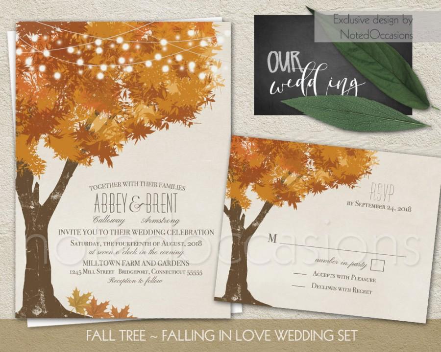 Rustic Fall Wedding Invitations Kit Autumn Oak Tree Wedding With Rustic ...