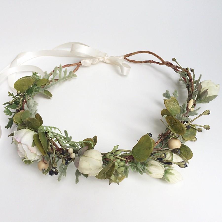 Flower Crown Wedding- Greenery Crown- Berry Halo- Wedding Floral ...