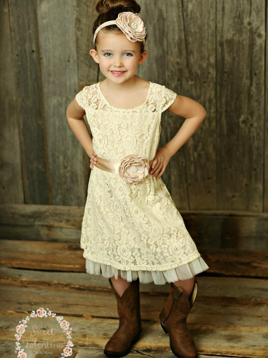 Cream Flower Girl Dress, Lace Baby Dress, Rustic Flower Girl Dress ...