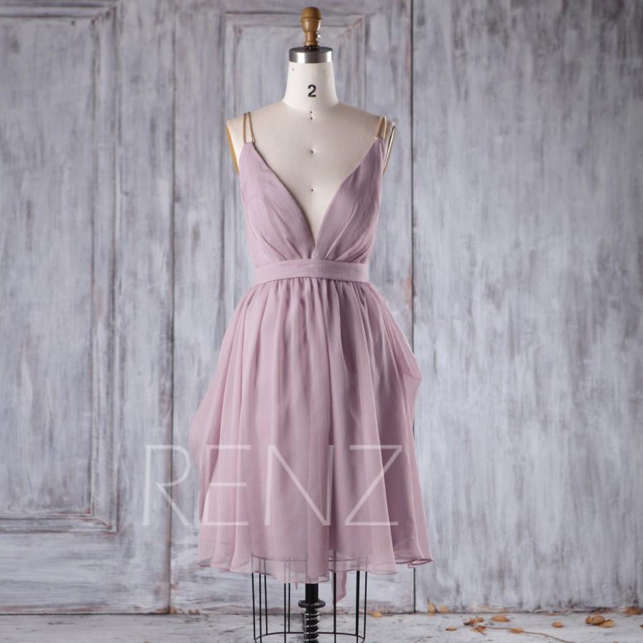 2016 Lavender Chiffon Bridesmaid Dress, Deep V Neck Wedding Dress ...