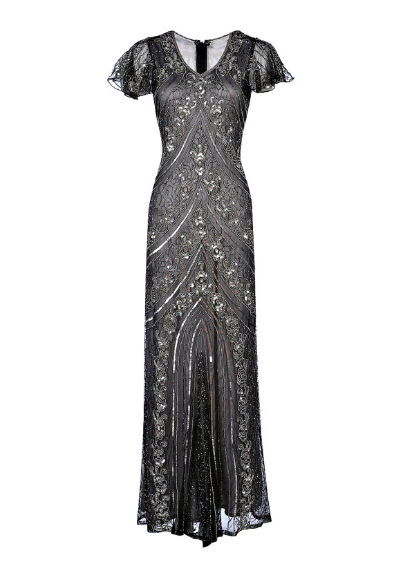 Lima Grey Embellished Flapper Dress, 1920s Great Gatsby Dress, Downton ...