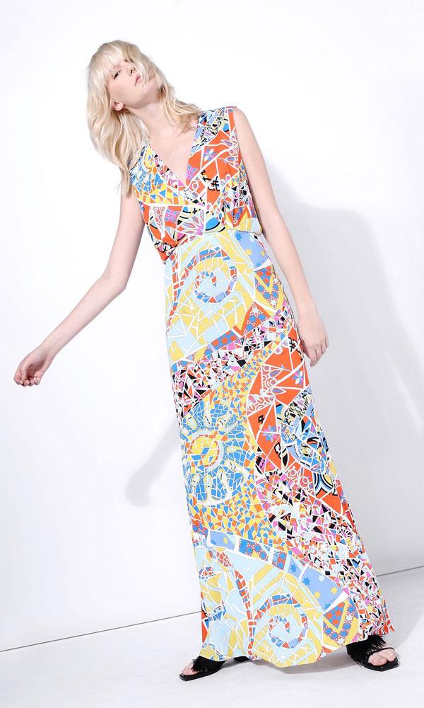 Emilio Pucci V Neckline Mosaico Print Long Dress #2676951 - Weddbook