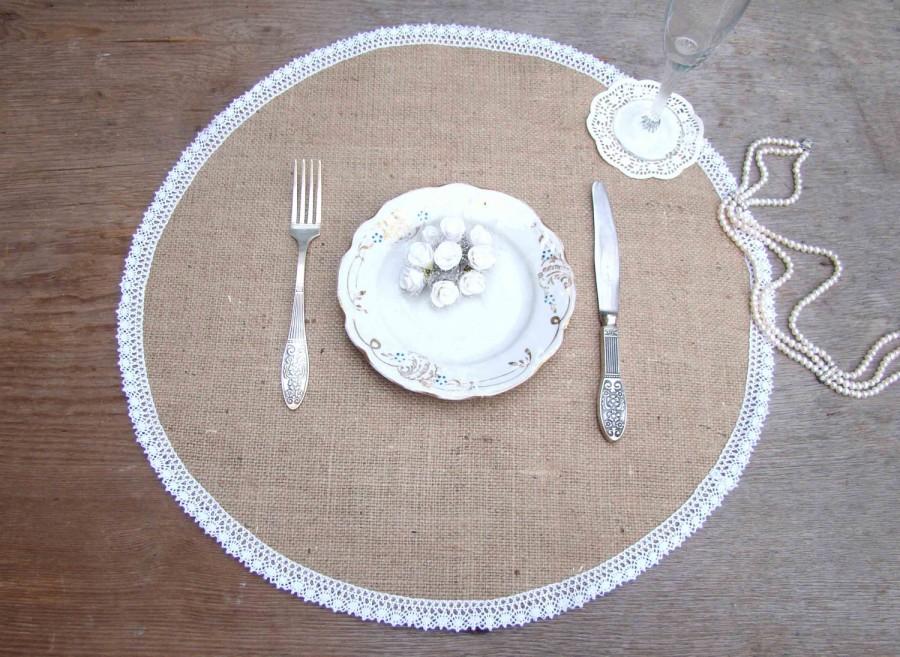 Wedding Burlap Placemat Round Table, Burlap Overlays For Round Tables