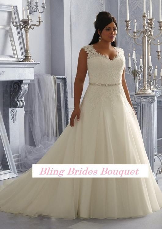 Lace And Organza Plus Size Wedding Dress At Bling Brides Bouquet Online ...