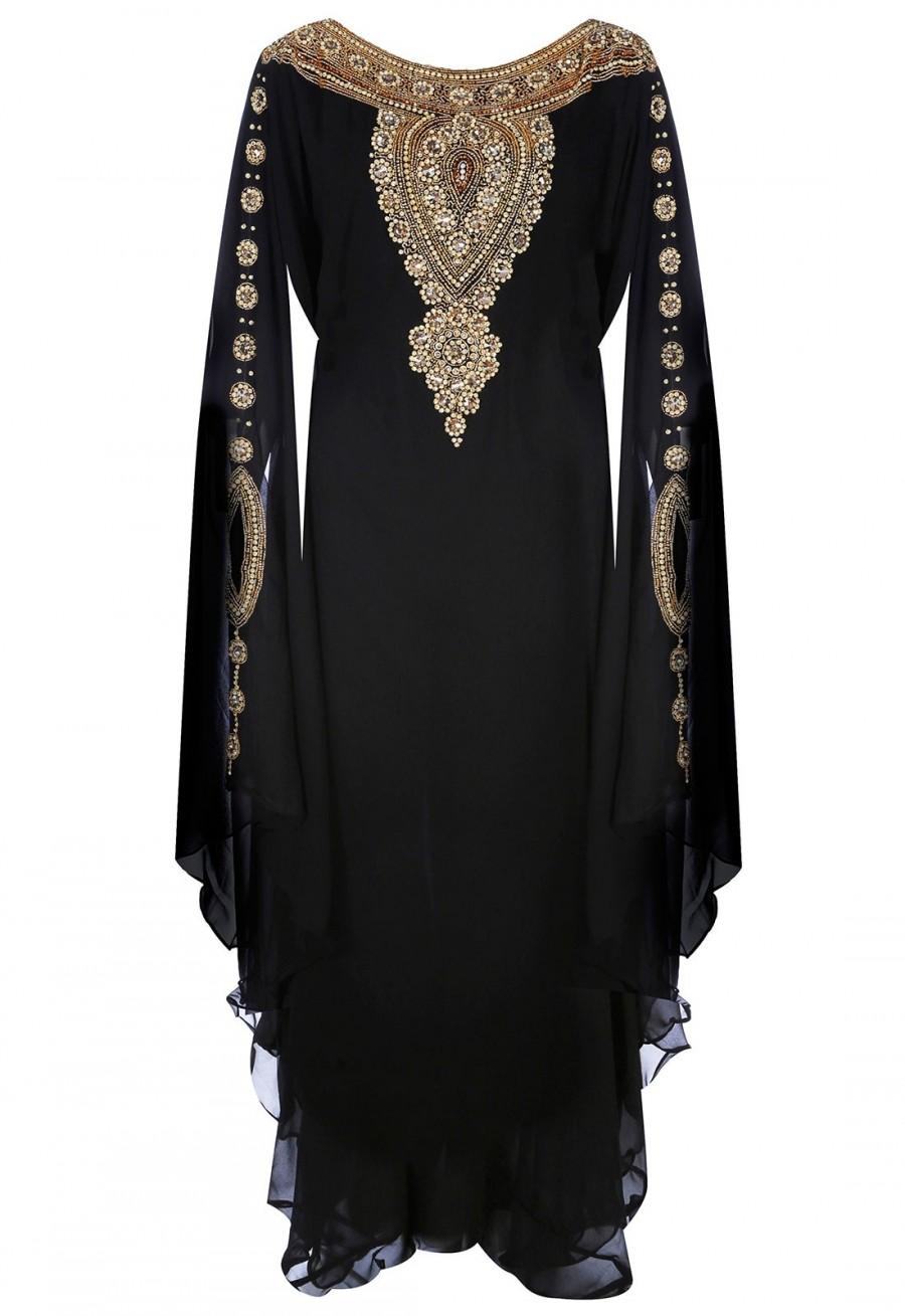 Jywal Embroidered Kaftan Dress In Black And Gold #2681106 - Weddbook