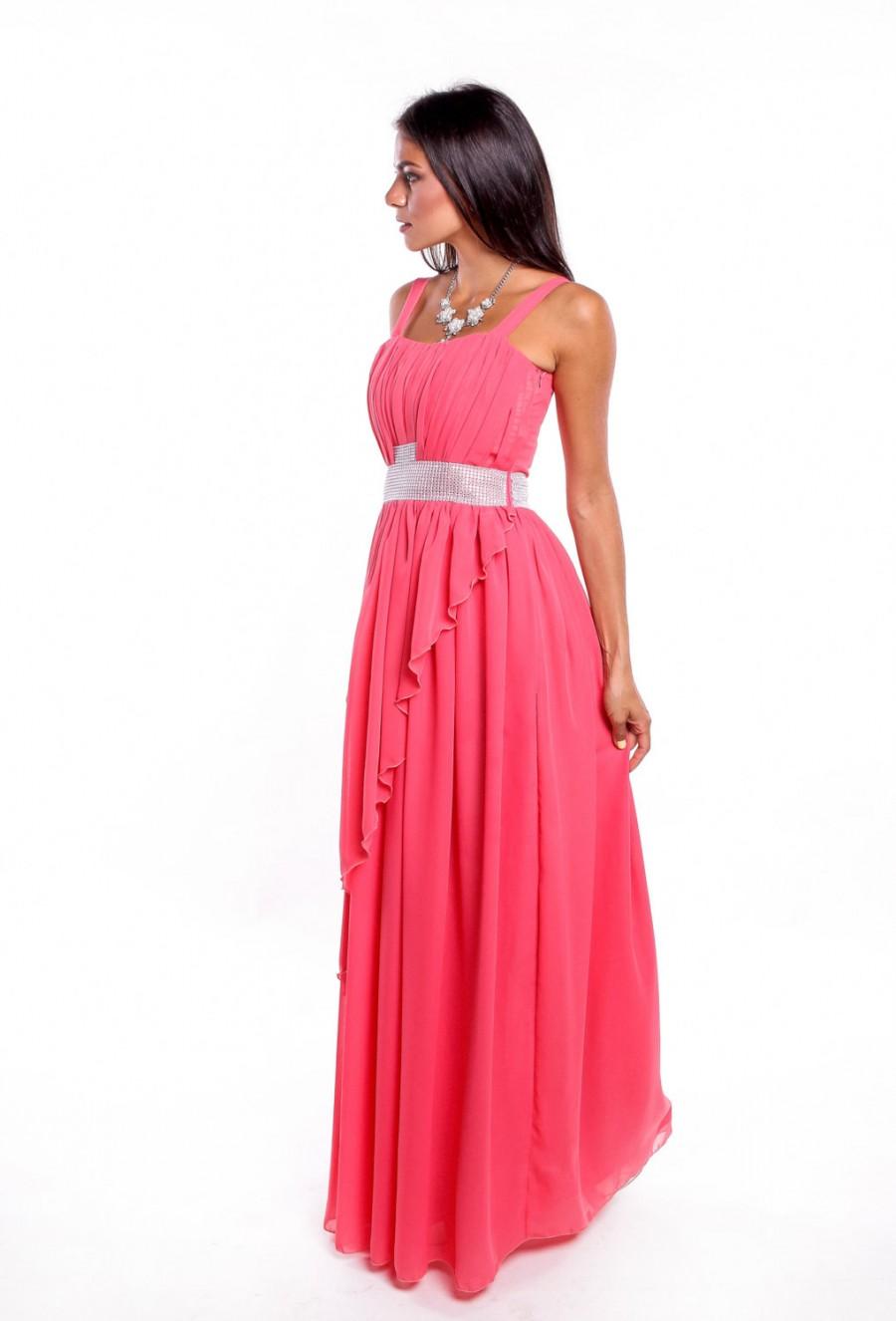 2016 New Coral Dress Bridesmaids.Pleats Prom Gown Long.Coral Formal ...