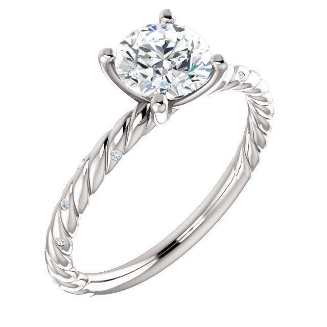 14k Gold Or Platinum Twisted Band Diamond Engagement Ring, Gypsy Set ...