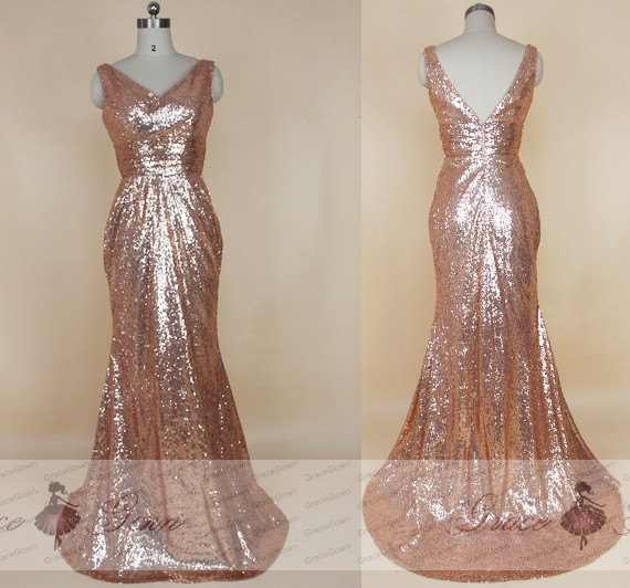 Sequin Bridesmaid Dresses 2017,Rose Gold Sequin Dress,Sparkly Mermaid ...